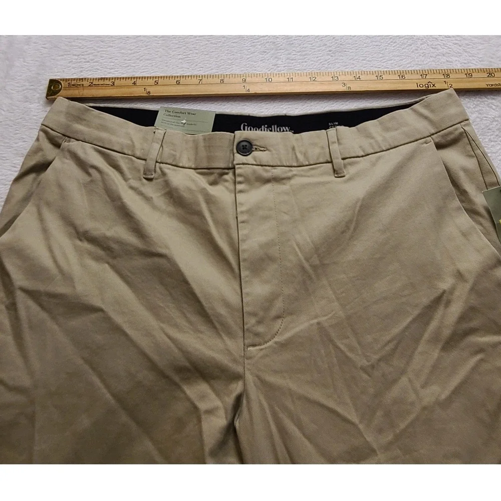 Goodfellow & Co Men's Slim Fit Chino Pants Khaki Tan 36x32 Comfort Stretch New